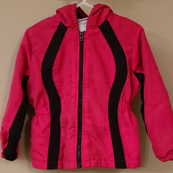 Dark pink hooded fleece lined zip up jacket - Picture 1 of 3